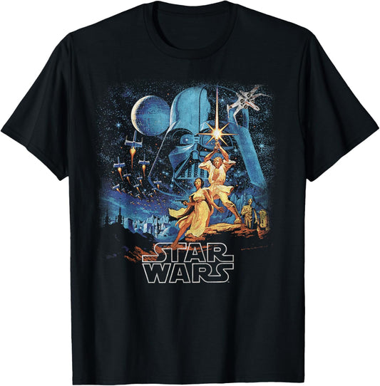 Star Wars Una nueva esperanza se desvaneció vintage retro cartel Disney+ camiseta