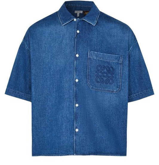 LOEWE Anagram short-sleeved denim shirt - Image 1