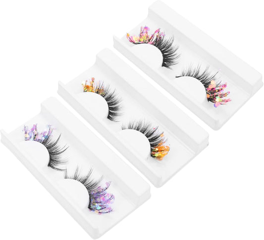 3 Pairs Fluorescent False Eyelashes Cosplay Eyelashes Lashes Costume Dramatic Eyelashes Fluffy Eyelashes False Eyelashes Natural Look Fiber