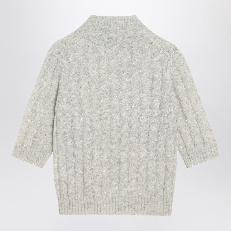 Brunello Cucinelli Light灰色のケーブルニットセーターMohairブレンド - Image 1