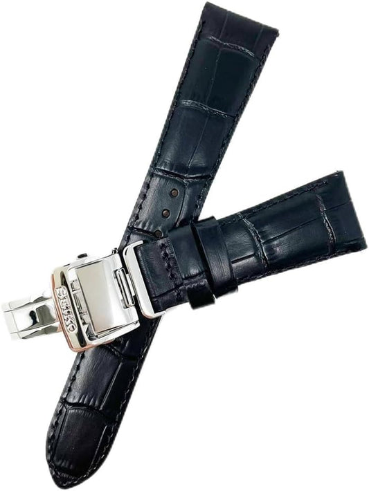 Seiko Time Lab Co., Ltd. Watch Band, Cowhide Calf, Black, Belt, D Buckle, Men's Watch Cloth (with Care Set)