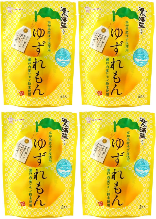 Nitto Foods Industry Yuri Mon, 2.5 oz (70 g) (5 Bags) x 4 Bags, Setouchi Lemon, Yuzu Skin from Kochi Prefecture, Vitamin C, Citrus Drink