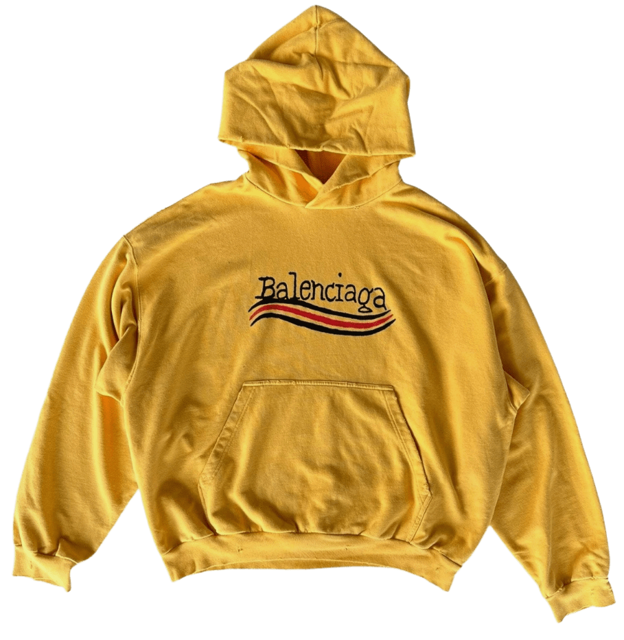 BALENCIAGA 'HAND DRAWN POLITICAL CAMPAIGN' YELLOW HOODIE