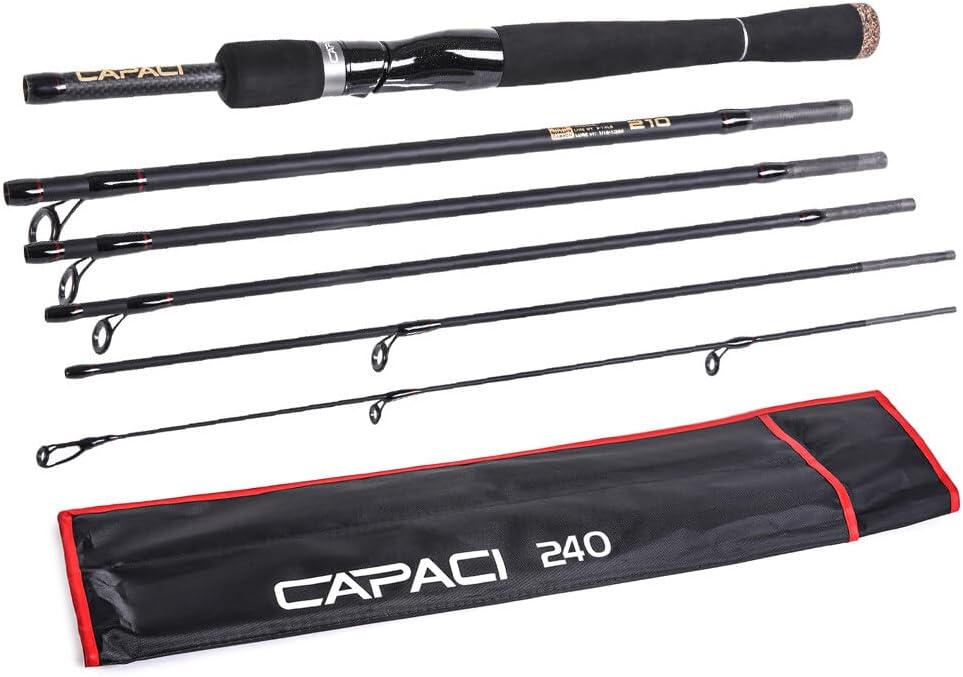 2.1m/2.4m 6 Section Carbon Spinning Casting Fishing Rod Lure Fishing Rod Hand Pole Fishing Tackle