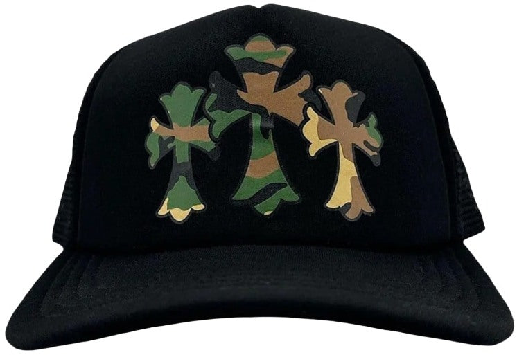 CHROME HEARTS 'BLACK/CAMO' TRIPLE CROSS TRUCKER HAT