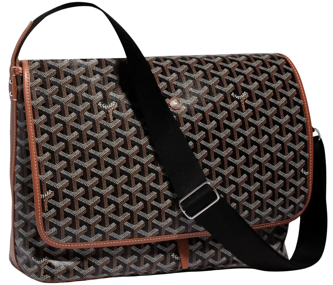 GOYARD 'CAPETIEN MM' BLACK/TAN MESSENGER BAG