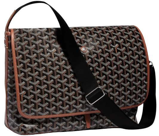 GOYARD 'CAPETIEN MM' BLACK/TAN MESSENGER BAG