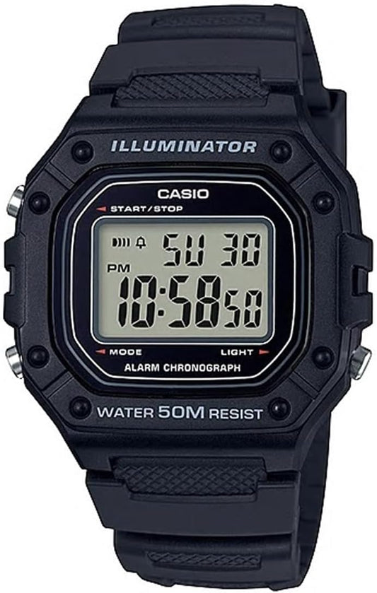 [Casio] Standard Digital W-218H-1A Wristwatch, Men's, Women's, Cheap Casio Tipkashi, Petite Pla, Black, [Parallel Import], Belt Type: