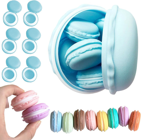 食品サンプル お菓子 マカロン型 大1個＋小6個セット スイーツ風 小物入れ かわいい 収納ケース ジュエリーボックス コスメ収納 アクセサリーケース ディスプレイ フェイクスイーツ インテリア 卓上収納 ギフト (ブルー) [並行輸入品]