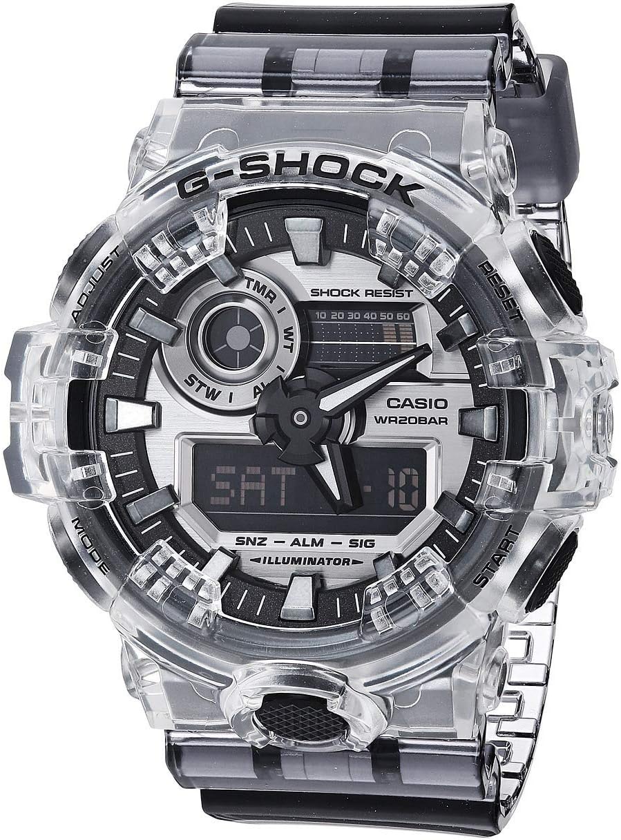 G-Shock CASIOGA700SK-1A Watch - Clear/Grey 1 Count (1 Pack) Gray/Black, clear, Bracelet Type