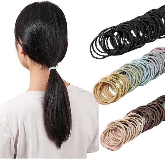 VEVE & MIKI Elastic Scrunchies, Fashionable, Adults, Everyday Use, Simple Design, Plain, Fashion Accessory, Women's, Thick Hair Band, Hair Clip, Set of 50, Traceless Hair Bands, High Elasticity