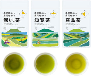【Tea Merchant with 100 Years of History - Carefully Selected】Sencha Tea Leaves 3 Types Tasting Comparison Set, Tea Leaves Cold Brew Compatible【100% Kagoshima Prefecture Produced with Expert Roasting