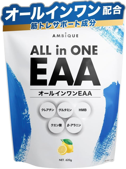 All-in-One EAA BCAA Creatine Glutamine Citric Acid HMB Ambique Blend of 9 Essential Amino Acids Produced in Japan (21.6 oz (620 g), Lemon)