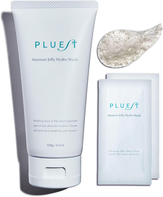 PLUEST Mannan Jelly Hydro Wash Facial Cleansing Gel, No Additives, 4.2 oz (120 g), 2 Pouches Included