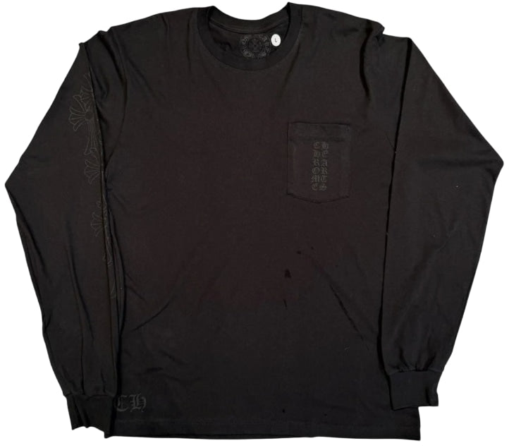 CHROME HEARTS 'BLACK' MIAMI EXCLUSIVE CEMETERY VERTICAL LOGO L/S TEE