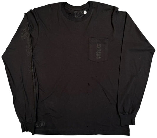CHROME HEARTS 'BLACK' MIAMI EXCLUSIVE CEMETERY VERTICAL LOGO L/S TEE