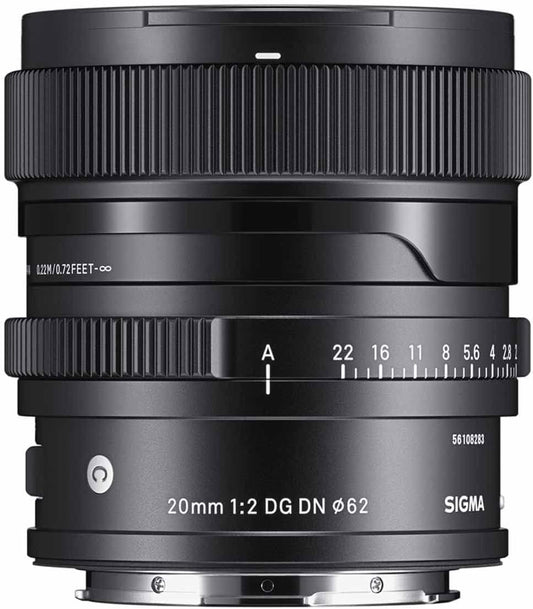 Sigma Sony E-Mount Lens 20mm F2 DG DN Single Focal Wide Angle Full Size Contemporary Mirrorless