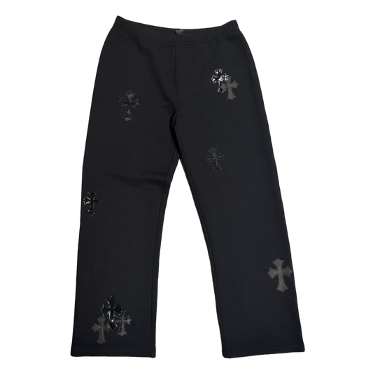 CHROME HEARTS 'BLACK CROSS PATCHES' BLACK SWEATPANTS
