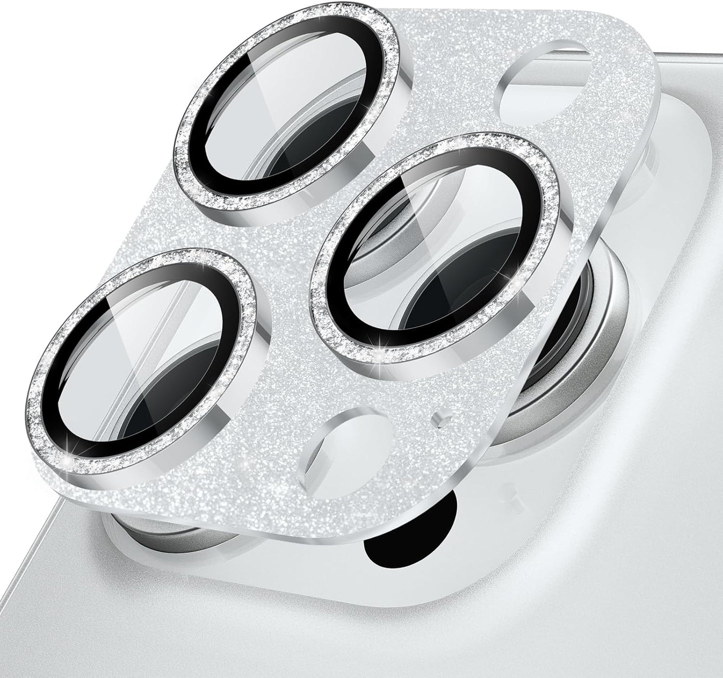 Podick Camera Cover for iPhone 16 Pro/16 Pro Max, Camera Film, Glitter, 9H Tempered Glass, Aluminum Alloy, Shockproof, High Transmittance, Anti-Scratch, Over-Exposure Protection, Integrated, Full