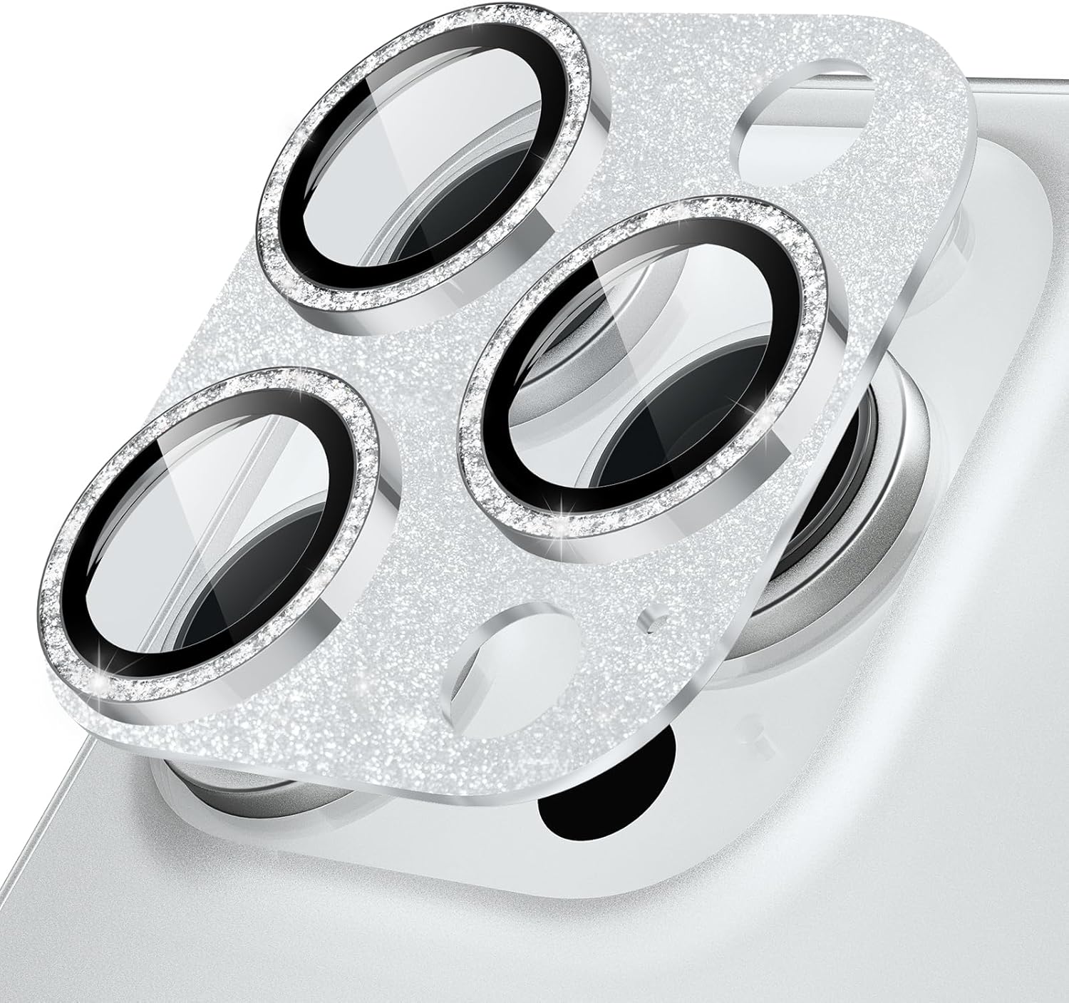 Podick Camera Cover for iPhone 16 Pro/16 Pro Max, Camera Film, Glitter, 9H Tempered Glass, Aluminum Alloy, Shockproof, High Transmittance, Anti-Scratch, Over-Exposure Protection, Integrated, Full