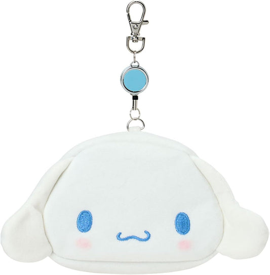 Sanrio (SANRIO) Face-shaped Pass Case & Pouch Cotton, PVC, Steel, Polyester ID Holder with Reel Small Item Storage Suitable for Ages 15 and Up