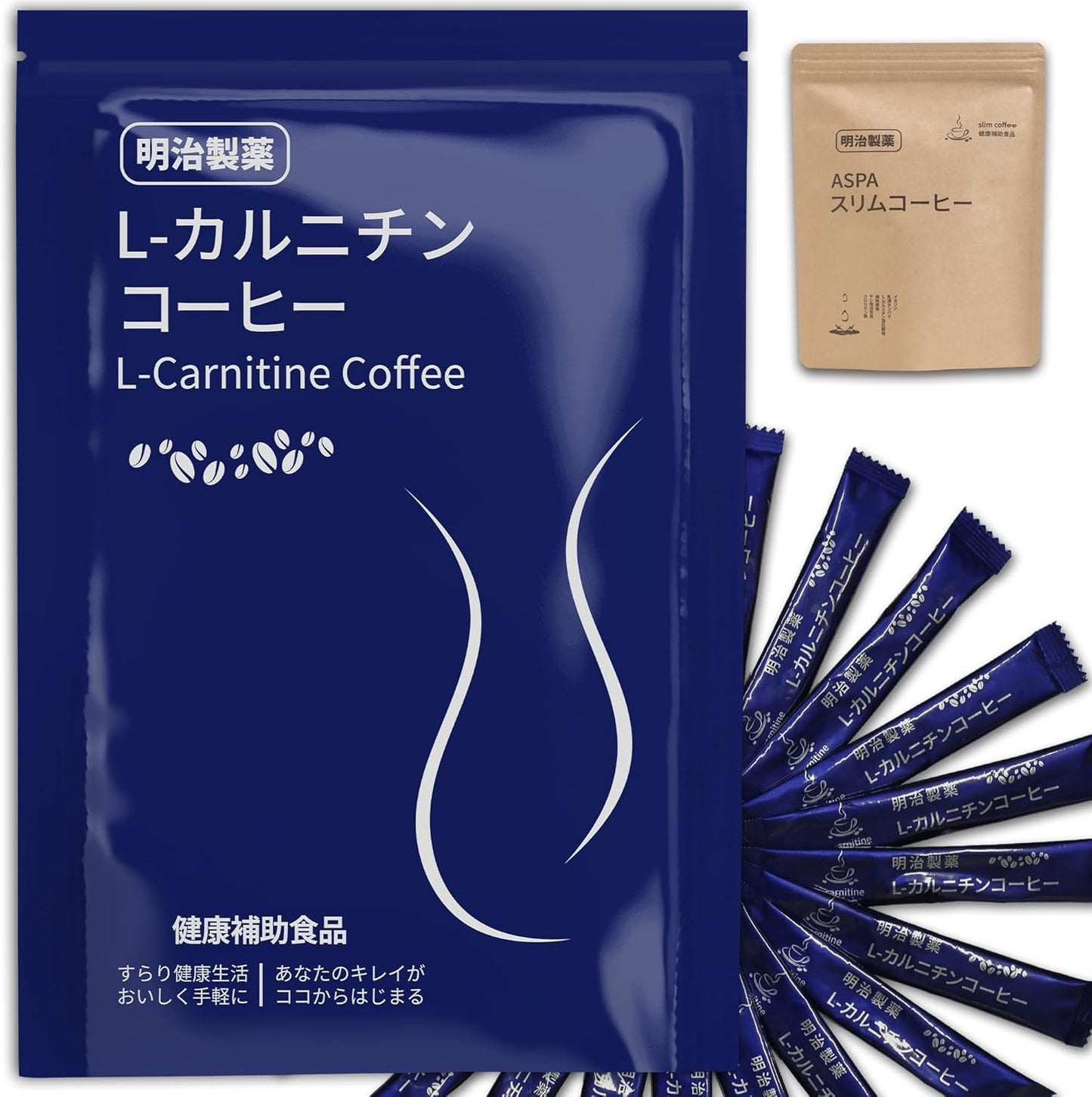 Meiji Pharmaceutical L-Carnitine Coffee, Slim Coffee, Instant Coffee Stick, Powder, 0.1 oz (3 g) x 20 Packets, Stick Coffee, Inulin, Whey Protein, Chlorogenic Acid, Coconut Shell Activated Carbon