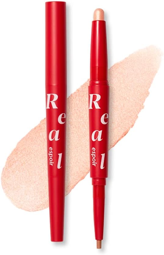 espoir Teardrop Bag Liner, Real Eye Dual Stick, #02, Peach Beam, 0.05 oz (1.45 g), Dual Type, 2 Step Stick Eye Shadow, Teardrop Bag Make, Teardrop Bag Liner, Korean Cosmetics, Espoa Official