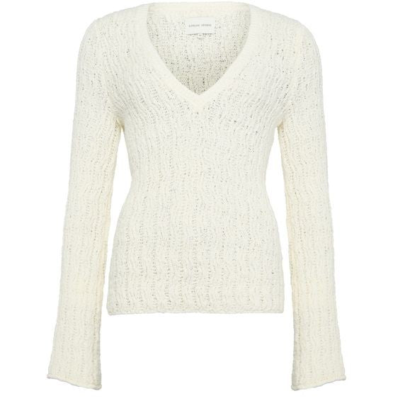 LOULOU STUDIO Komo v-neck cotton sweater - Image 1