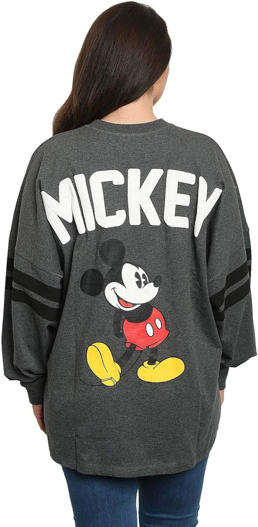 Disney Mickey Mouse Womens Long Sleeve Jersey Oversized Crewneck Shirt