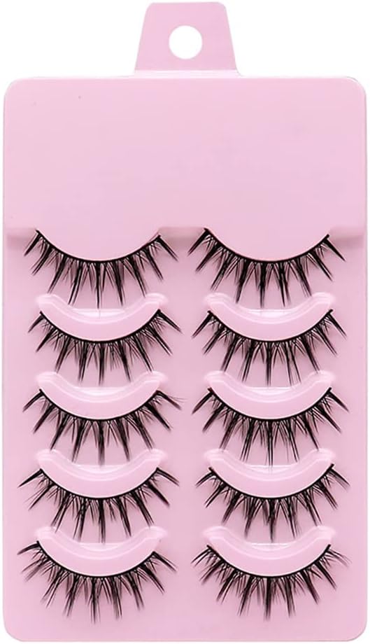 3D False Eyelashes Popular Black Natural Axis Soft Core Premium Fiber Hand Made A Natural Fluffy Long Soft Reusable 5 Pairs Long Middle Length Cluster H37