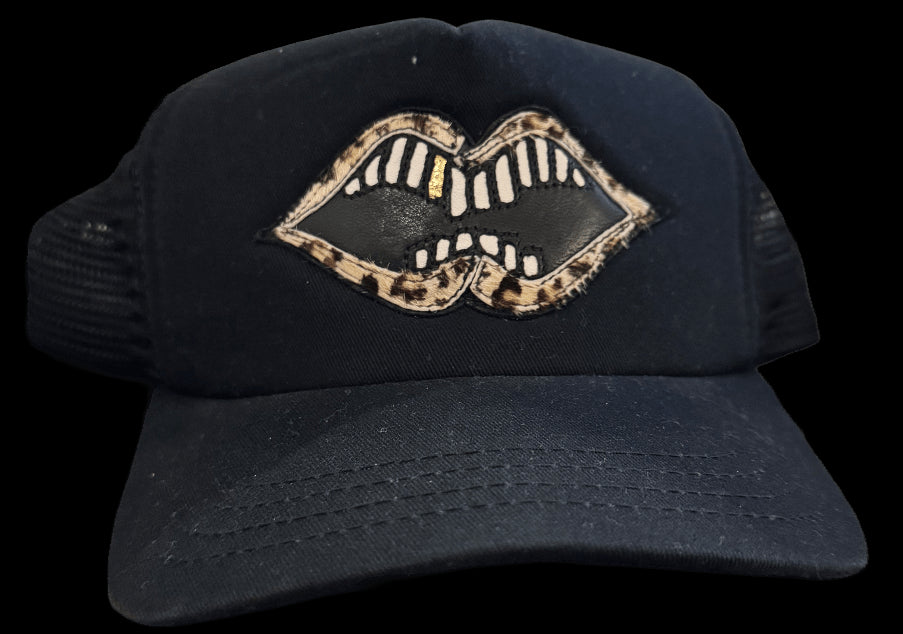 CHROME HEARTS MATTY BOY 'CHEETAH FUR CHOMPER' LEATHER PATCH HAT