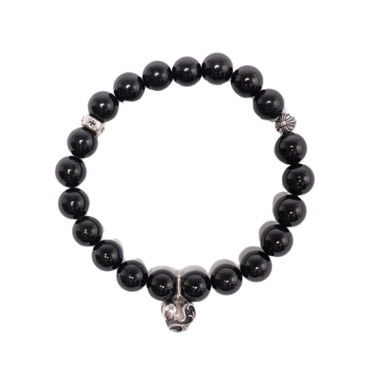 CHROME HEARTS 'FLORAL HEART PENDANT' BEADED BRACELET
