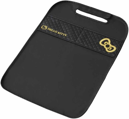Seiwa Hello Kitty KT514 Car Kick Guard, Seat Stain Prevention, Storage Pocket, Rear Seat, Black & Gold Hello Kitty