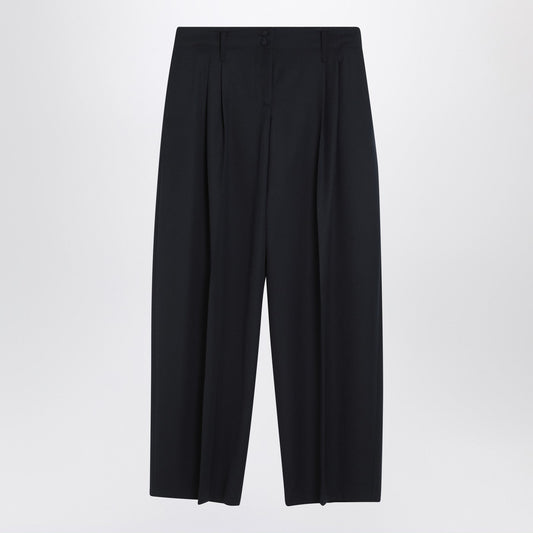 Alexander McQueen アレクサンダーMCクイーンワイドネイビーブルーウールのズボン - Image 1