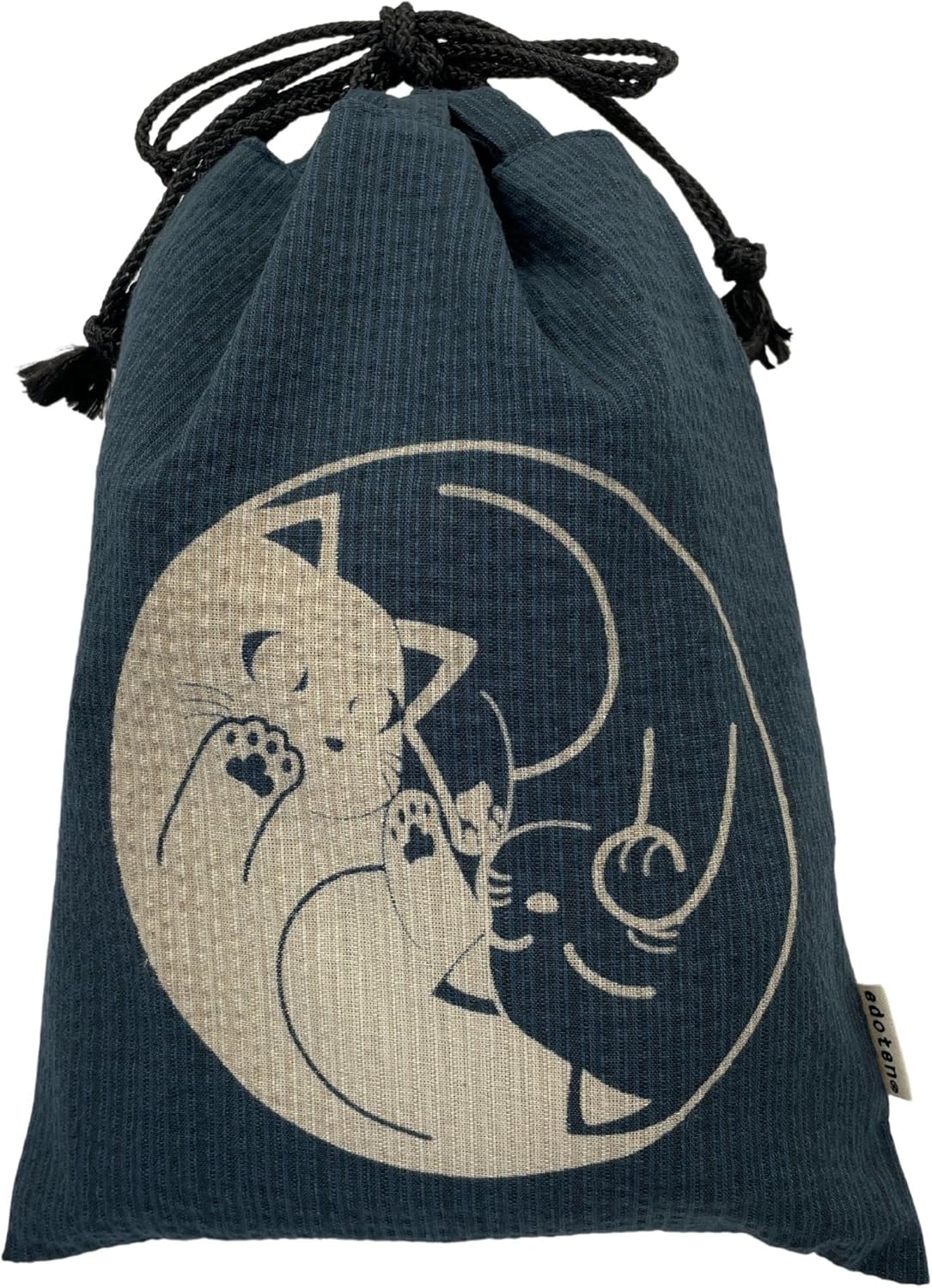 Edo-Ten Shingen Bag, Discharge Pattern, Matching Bag, 100% Cotton, Shijira Fabric, Drawstring Bag, Goshuin Bookbag, Inner Pocket, Men's, Women's, Cat Pattern