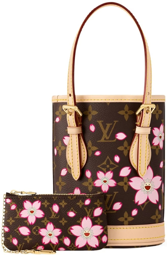 LOUIS VUITTON X TAKASHI MURAKAMI NANO BUCKET SAKURA BROWN