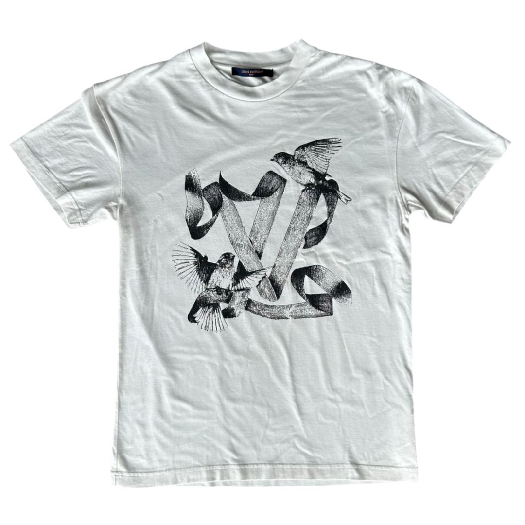 LOUIS VUITTON 'BIRD LOGO' WHITE TEE