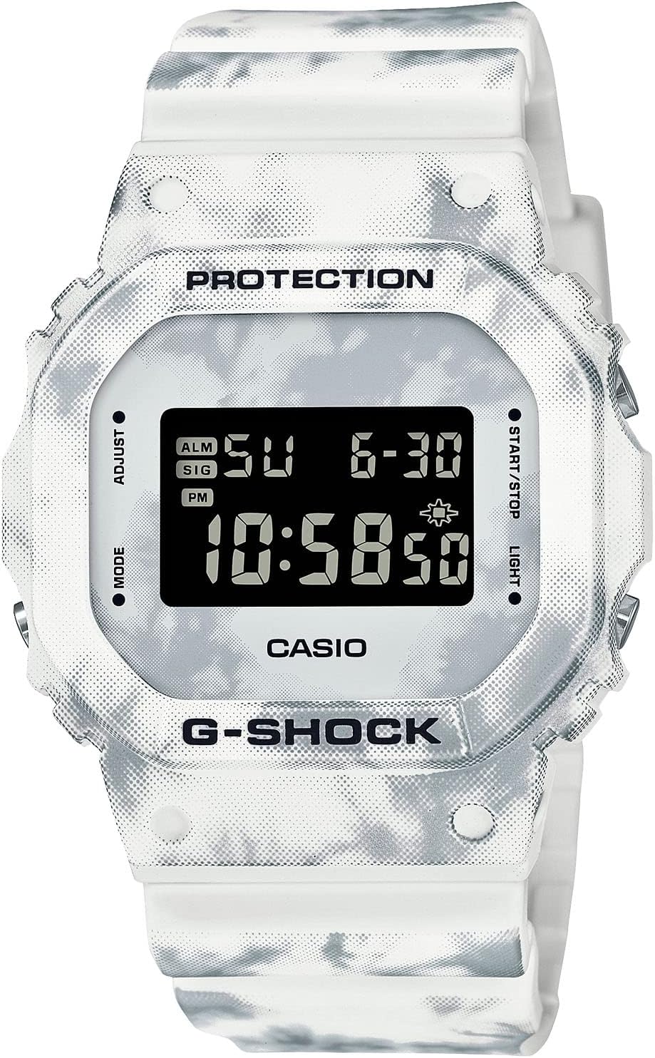 Casio DW-5600 Series Wristwatch, Limited Edition / Grunge Snow Camouflage, 1 piece, Waterproof