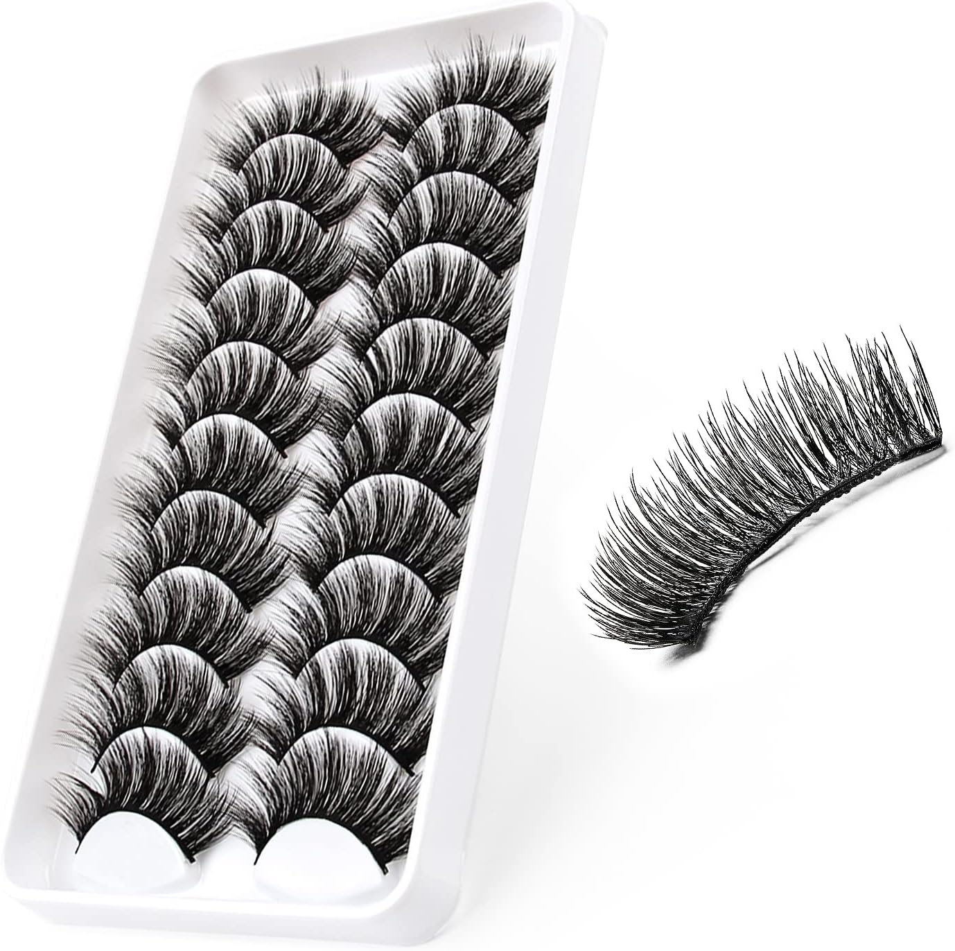 MAEXUS 10 Pairs Extra Long False Eyelashes Super Dense False Eyelashes for Actress and Cosplay Makeup False Eyelashes Soft and Comfortable Part False Eyelashes for Doll-like Sweet Eyes Creating