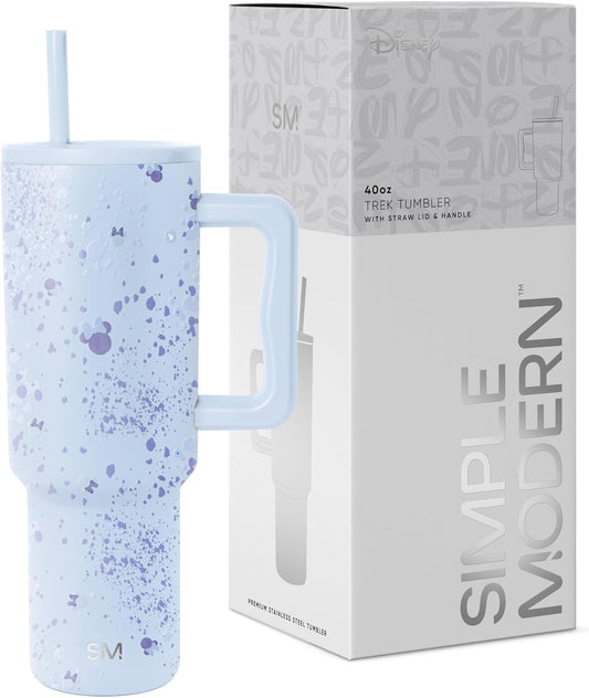 Simple Modern Disney Vaso Tumbler de 40 oz con Asa y Tapa con Pajita | Botella de Agua de Acero Inoxidable Aislada Reutilizable Taza de Viaje | Regalos para Mujeres Hombres Él Ella | Colección Trek |