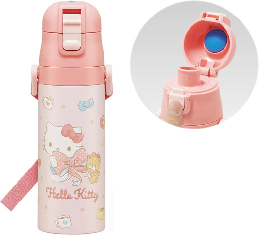 Skater SDC4 Sanrio Hello Kitty Stainless Steel Water Bottle, For Kids, Direct Drinking 16.5 fl oz (470 ml), Lightweight Type, For Girls, Cold Insulation, Water Bottle, Sports Bottle, For Kids