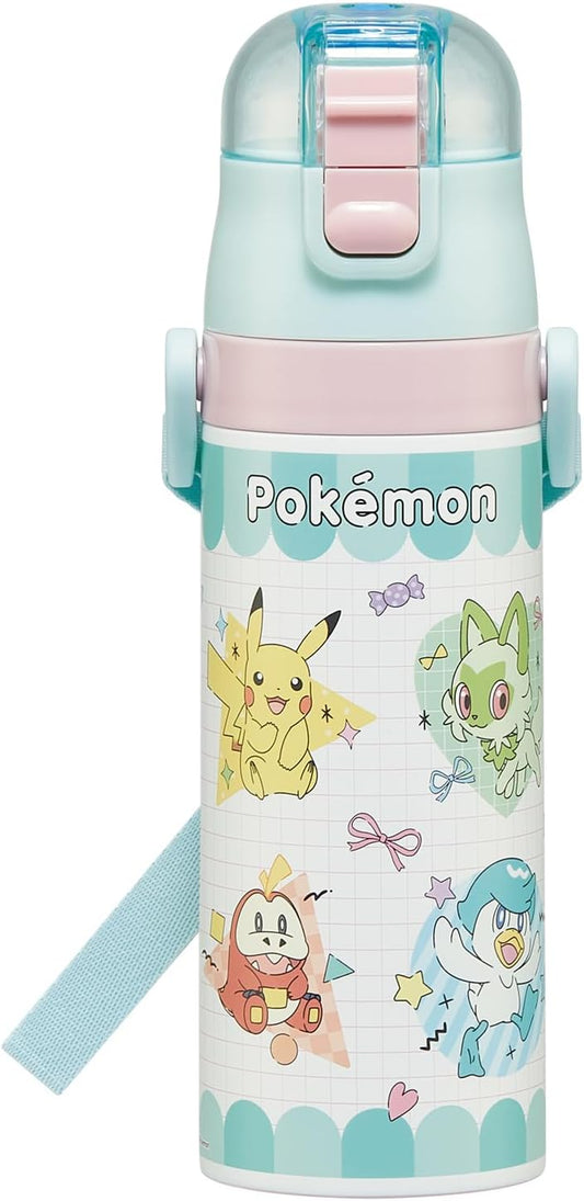 Skater SDC4-A Children's Water Bottle, Direct Drinking, 16.2 fl oz (470 ml), Pokemon, Popping Up, Girls, Cold Insulation, Stainless Steel, Lightweight Type, Sports Bottle, Kids, Water Bottle