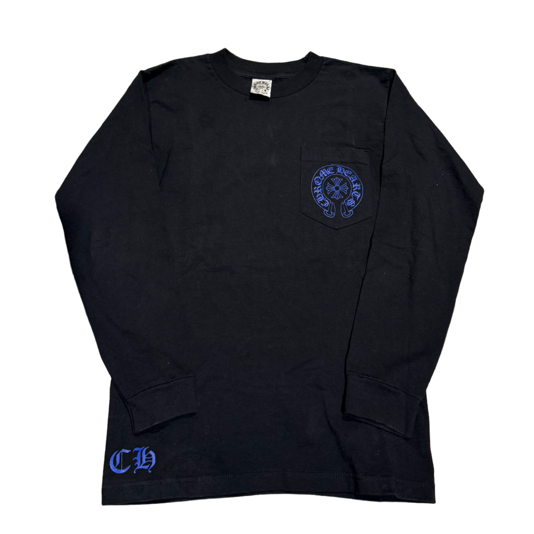 CHROME HEARTS 'STAFF BLUE CROSS' BLACK LONGSLEEVE