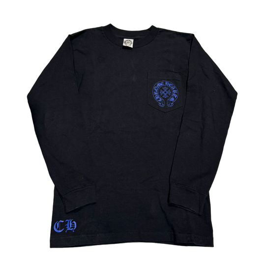 CHROME HEARTS 'STAFF BLUE CROSS' BLACK LONGSLEEVE