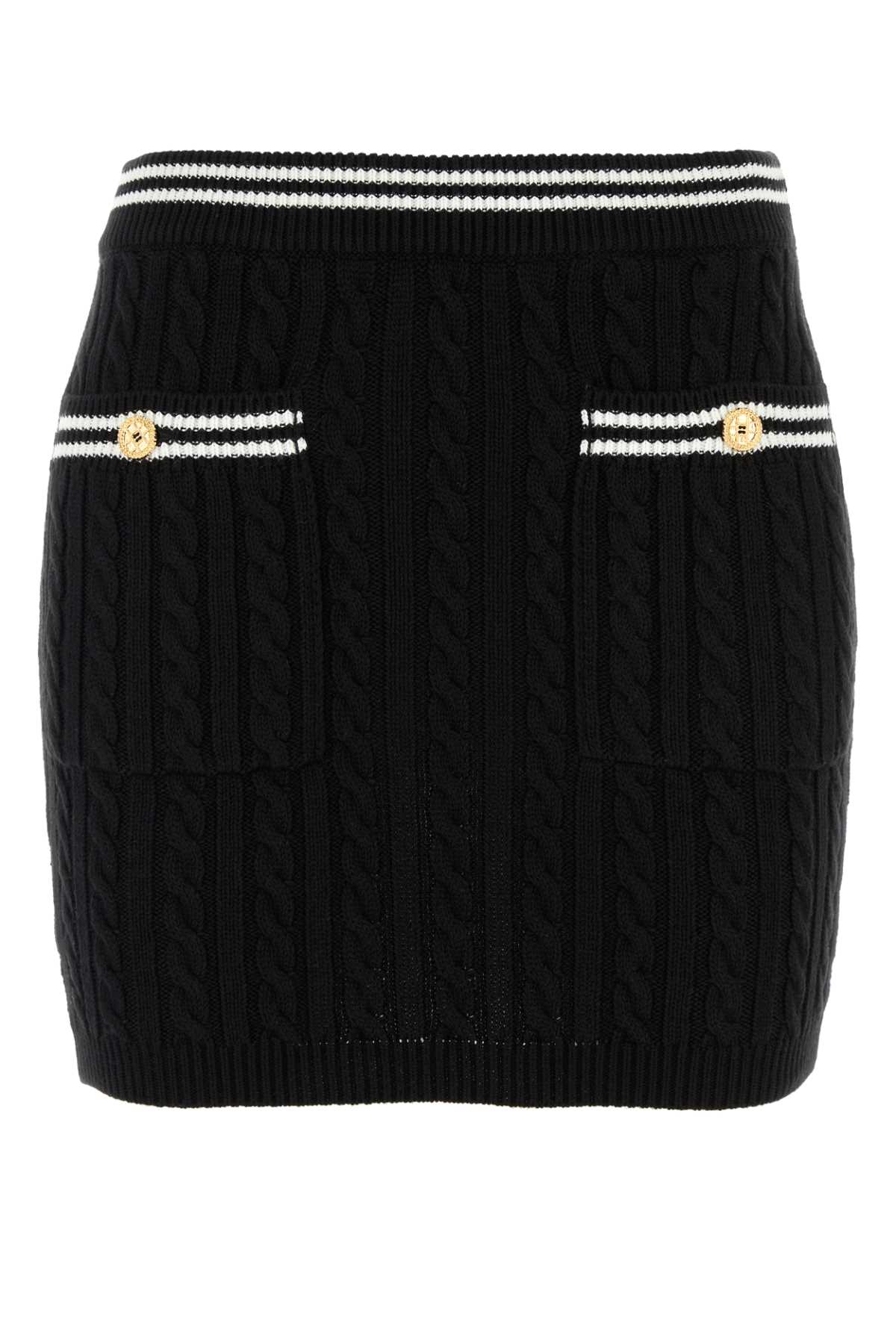 Alessandra Rich アレッサンドラリッチブラックコットンミニスカート - Image 1