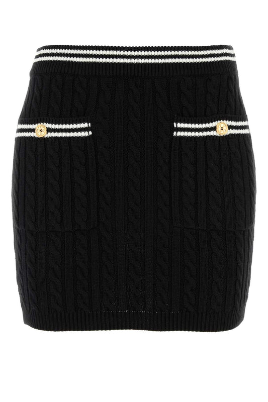 Alessandra Rich アレッサンドラリッチブラックコットンミニスカート - Image 1