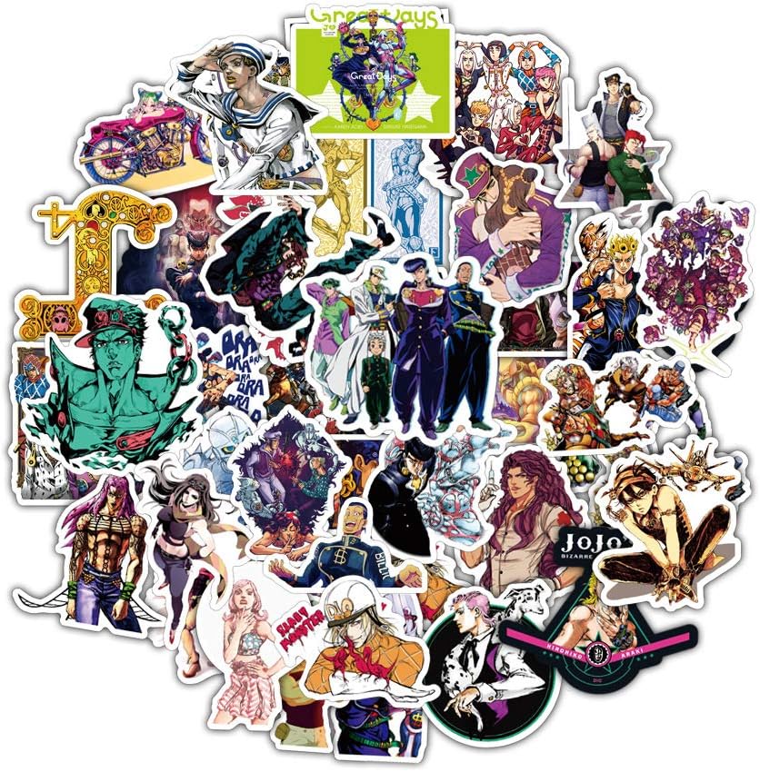 JoJo's Bizarre Adventure 50 Pcs Waterproof Stickers Cute Goods Waterproof Stickers PVC Cartoon Cute Guitar Notebook Skateboard Laptop Car