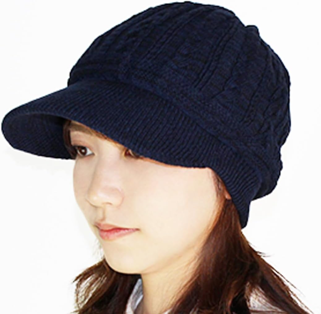 Kokoro Anti-Cancer Medicine/Medical Hat, Organic, with Brim, Cable Pattern Cap [Autumn and Winter] [Made in Japan]