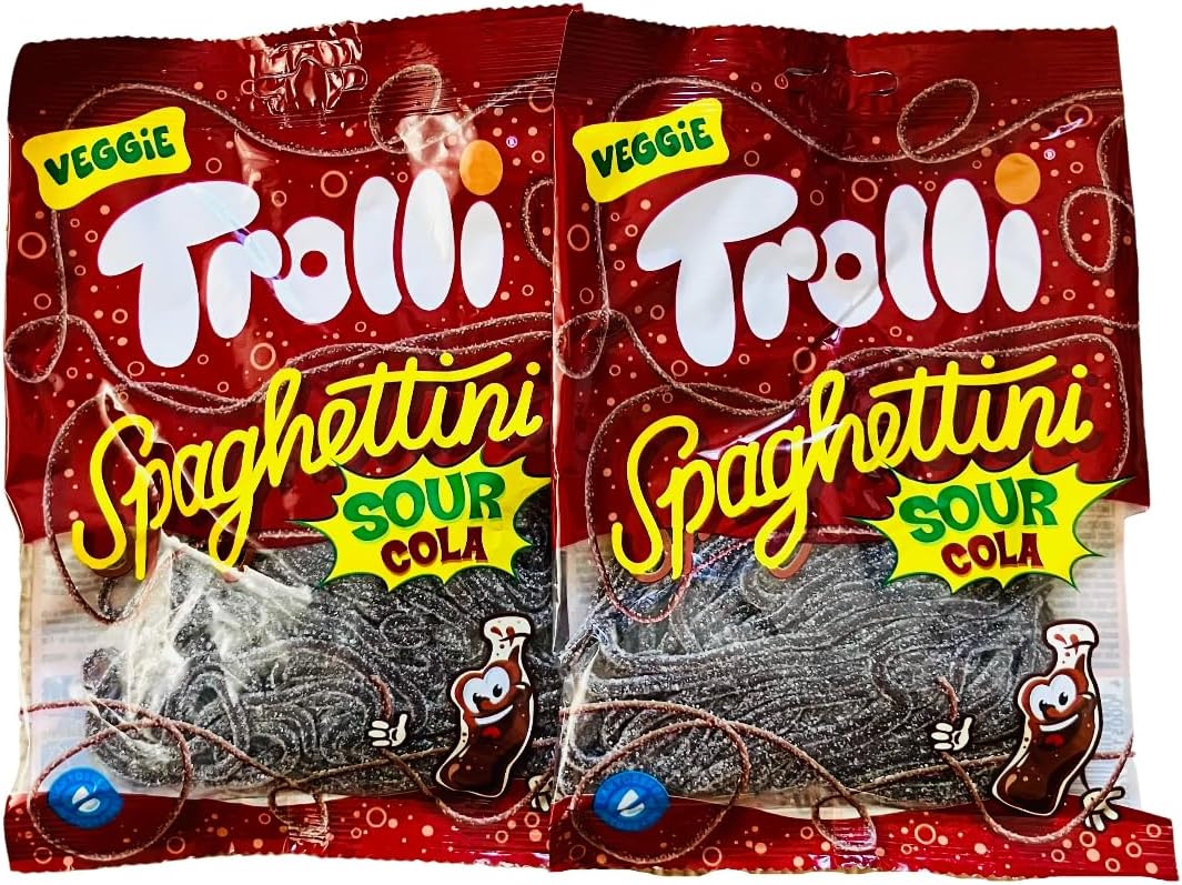 Trolli Spaghetti Sour Cola Gummies, 3.5 oz (100 g) Imported Sweets, Varied Gummies, Set of 2 Bags