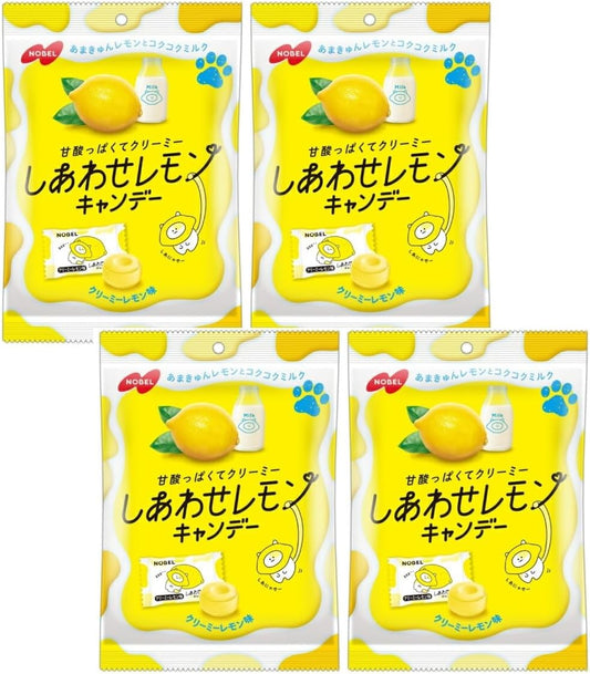 Nobel Seika Shiawase Lemon Candy, Creamy Lemon Flavor, 2.5 oz (70 g) x 4 Bags